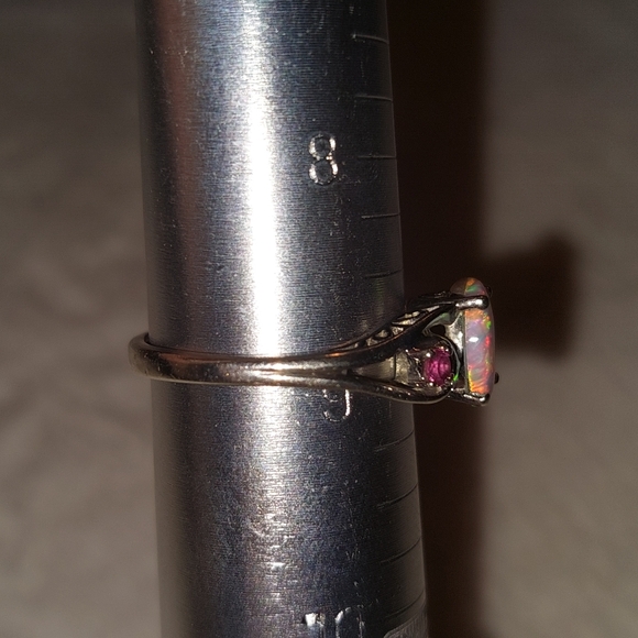 White Fire Egyptian Opal With Pink topaz 925 Sterling Silver - Picture 8 of 9